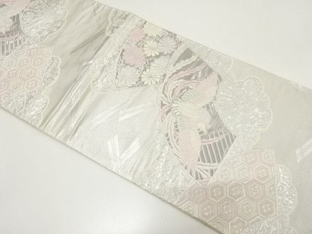 JAPANESE KIMONO / ANTIQUE FUKURO OBI / WOVEN FLOWER CLASSICAL PATTERN